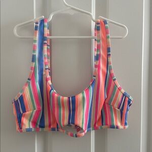 No Boundaries Multicolor Striped Juniors Swim Top with Keyhole front
